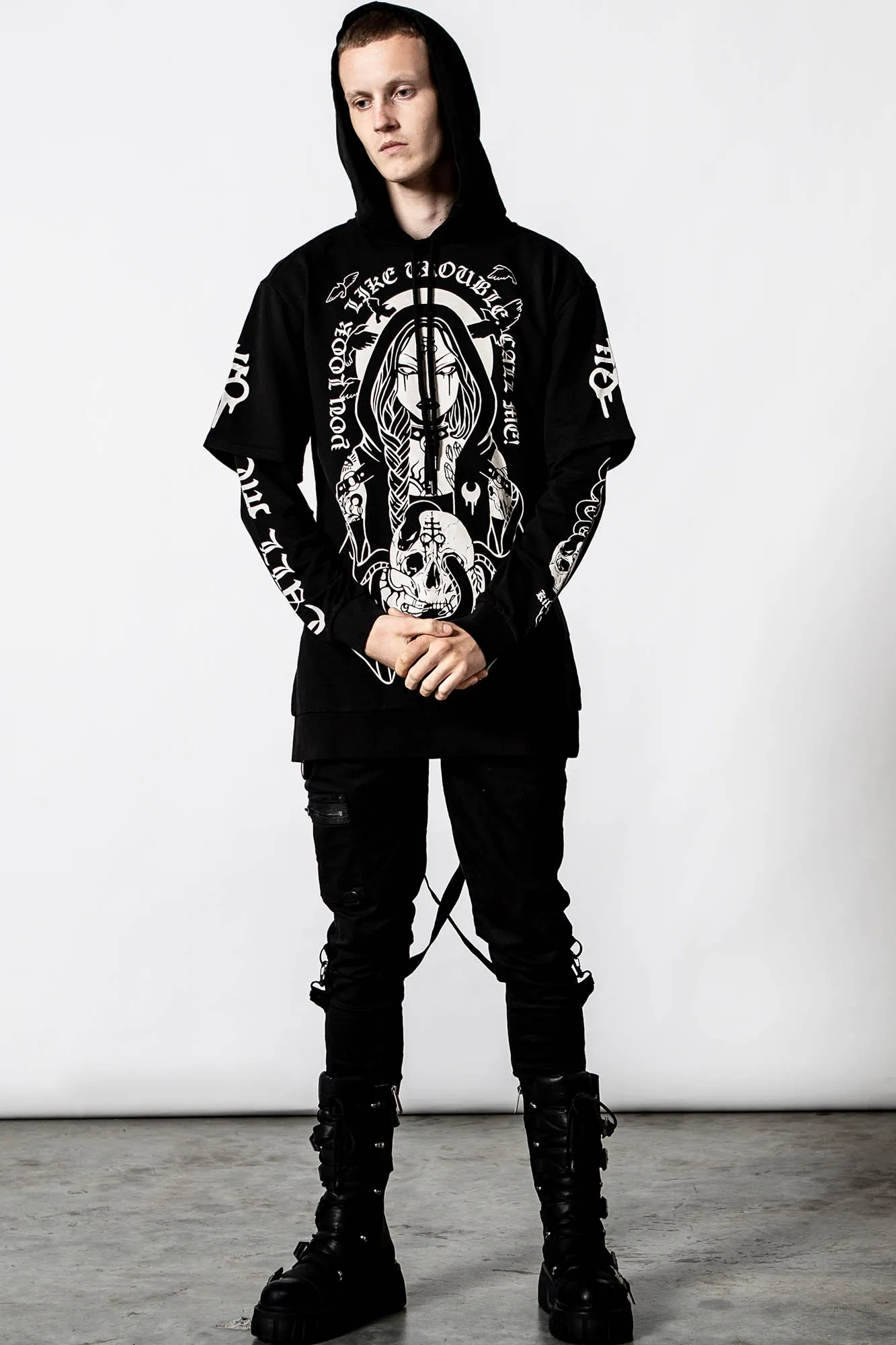 Trouble Hooded Layer Top sold by Killstar product image thumbnail 2
