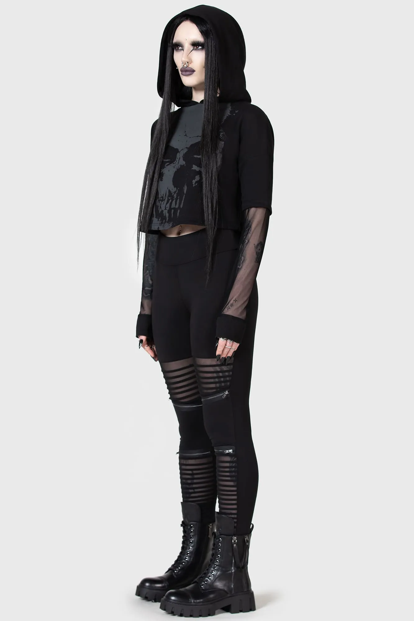 Chilled Bone Crop Hoodie sold by Killstar product image thumbnail 3