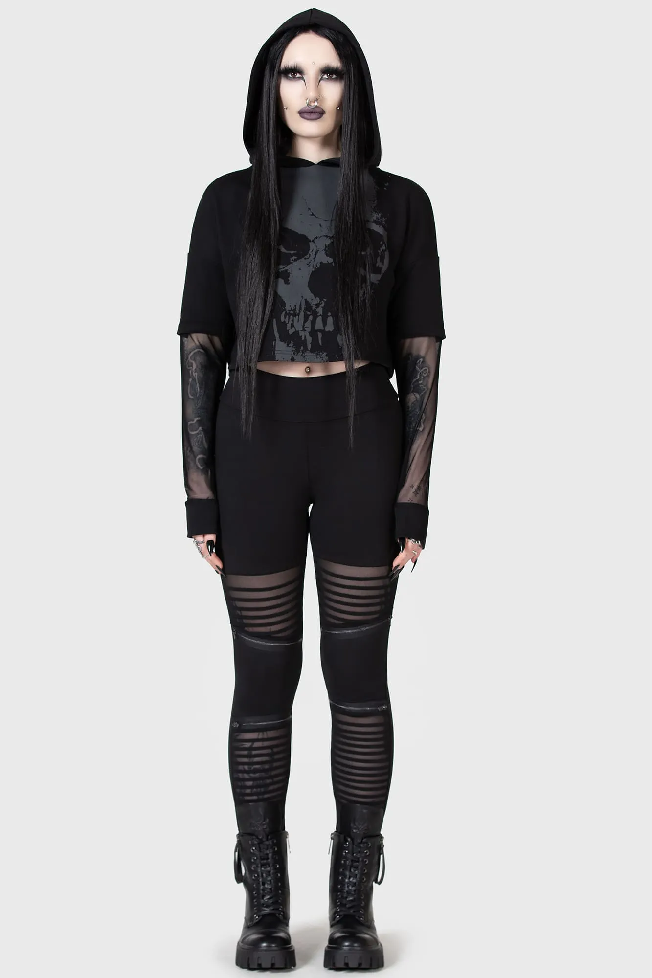 Chilled Bone Crop Hoodie sold by Killstar