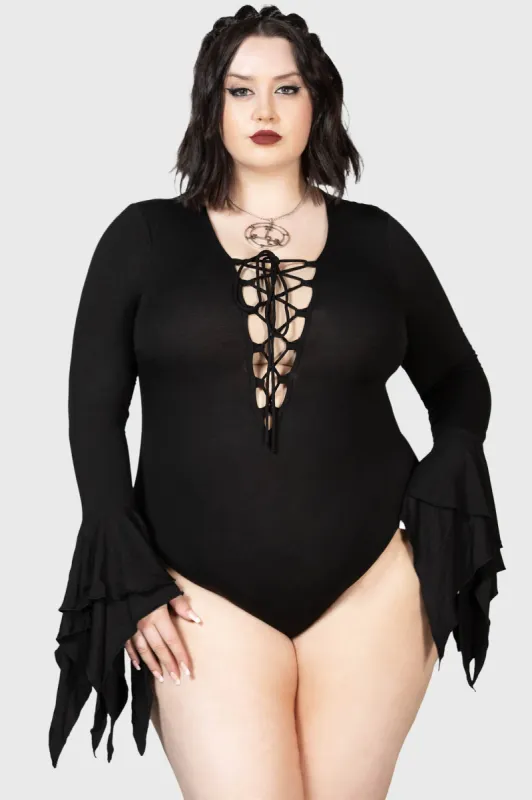 Black Roses Bodysuit [PLUS] sold by Killstar