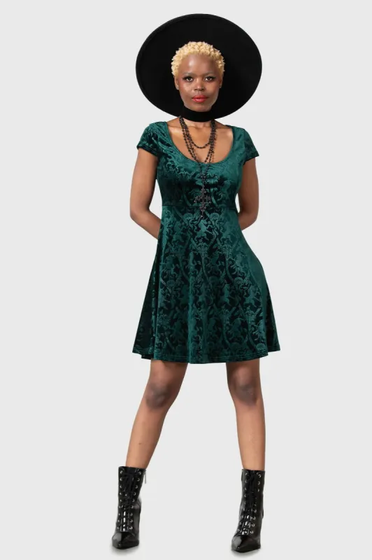 Devilry Skater Dress [EMERALD] sold by Killstar