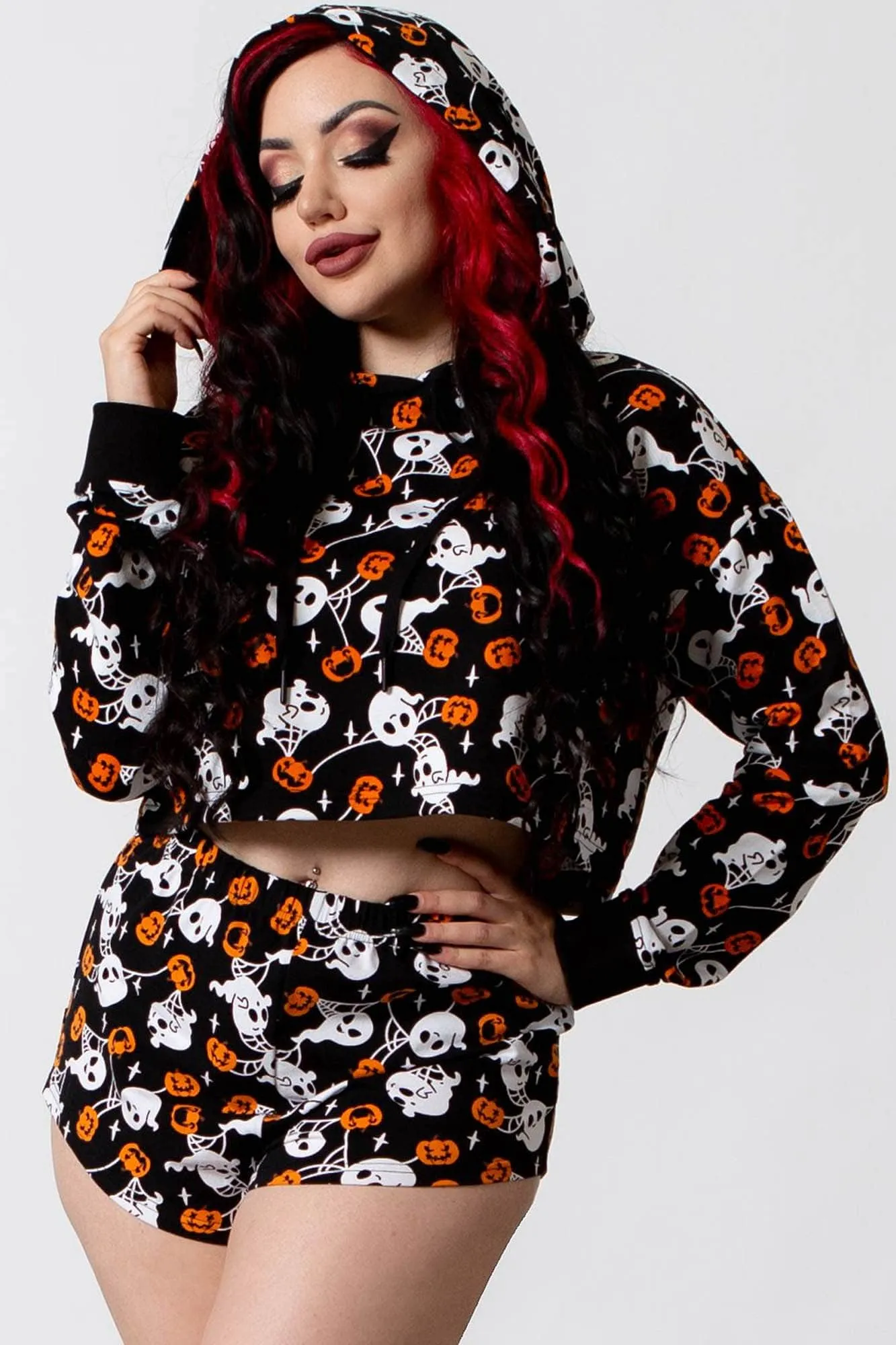 Haunted Pumpkin Cropped Hoodie sold by Killstar product image thumbnail 4