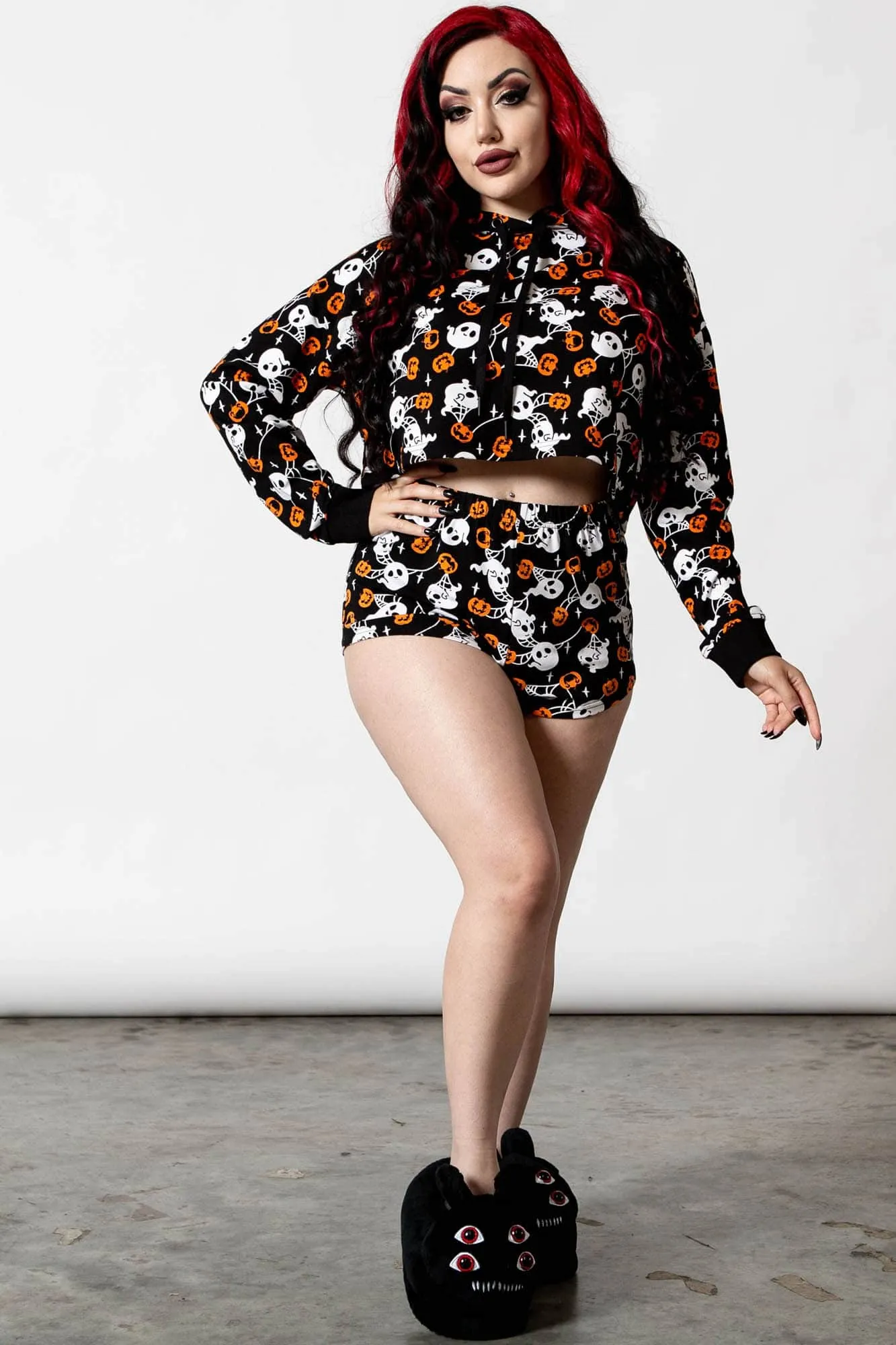 Haunted Pumpkin Cropped Hoodie sold by Killstar product image thumbnail 3