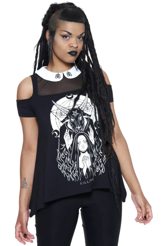 Nunsense Collar Cold Shoulder Top sold by Killstar