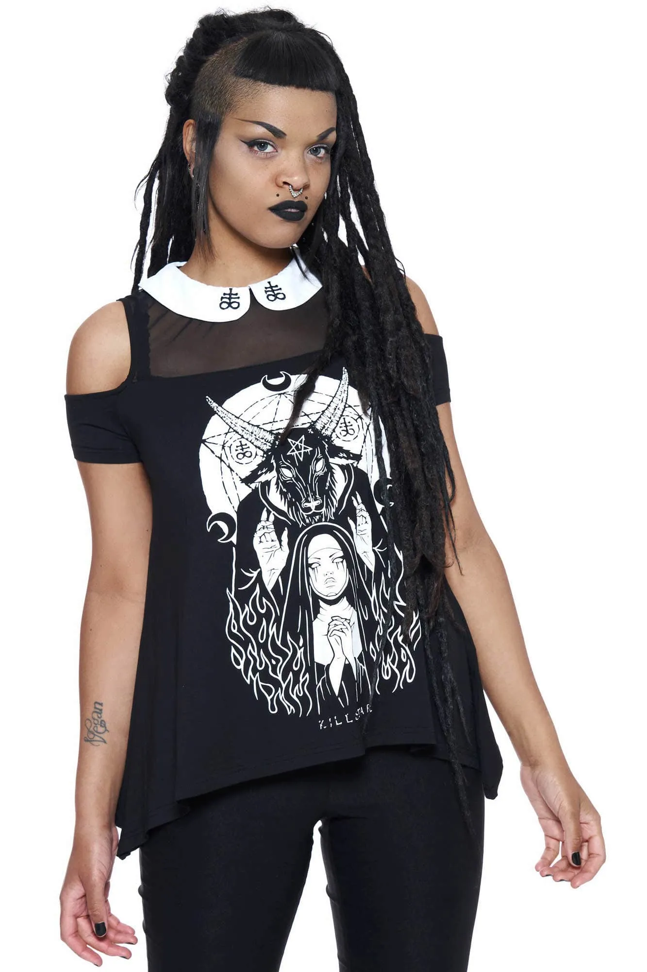 Nunsense Collar Cold Shoulder Top sold by Killstar