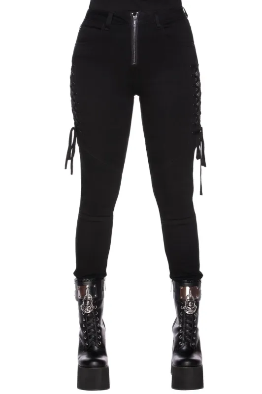 Get Laced Skinny Jeans - Resurrect sold by Killstar