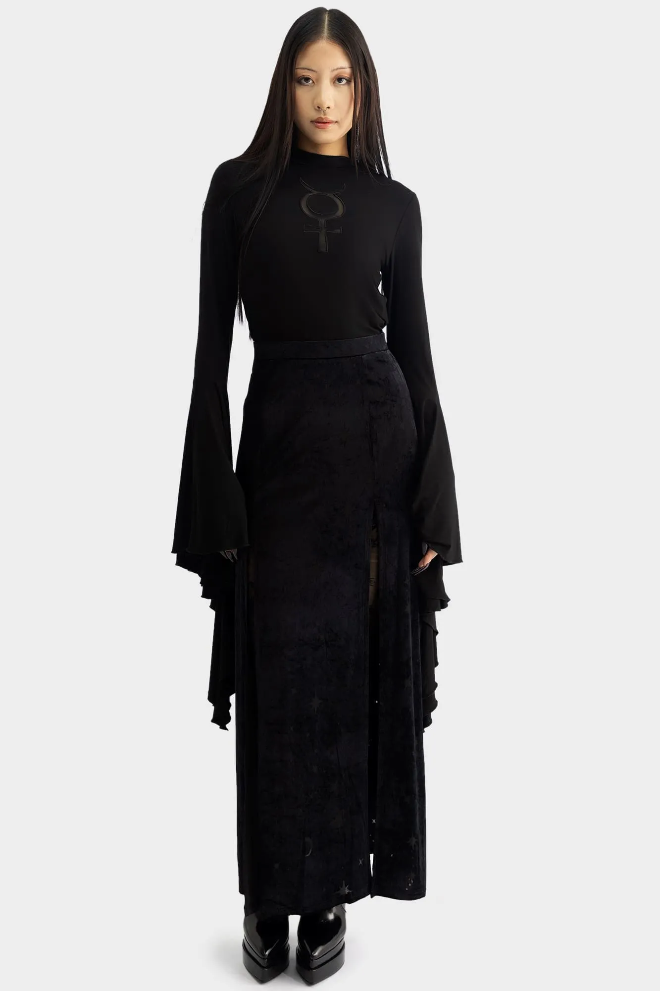 Coma Star Maxi Skirt sold by Killstar