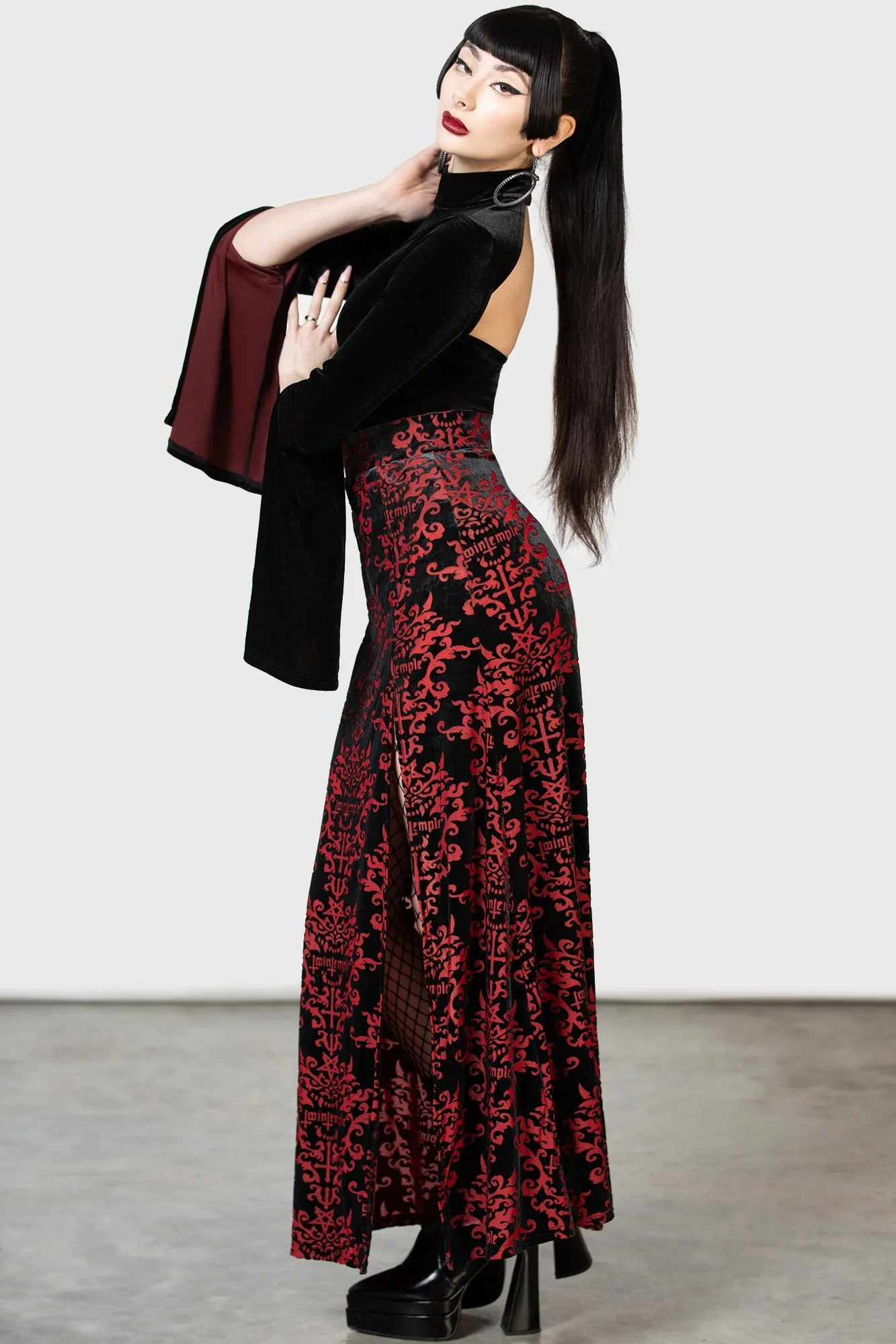 Scarlet Fiend Maxi Skirt sold by Killstar product image thumbnail 4