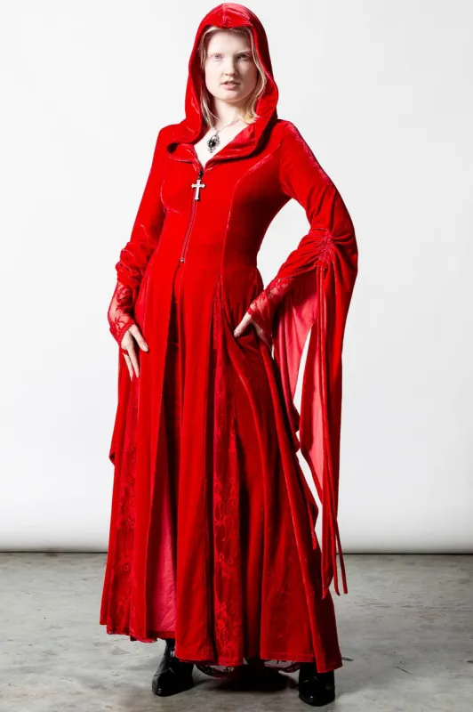 Dark Descent Hooded Duster [SCARLET] Resurrect sold by Killstar