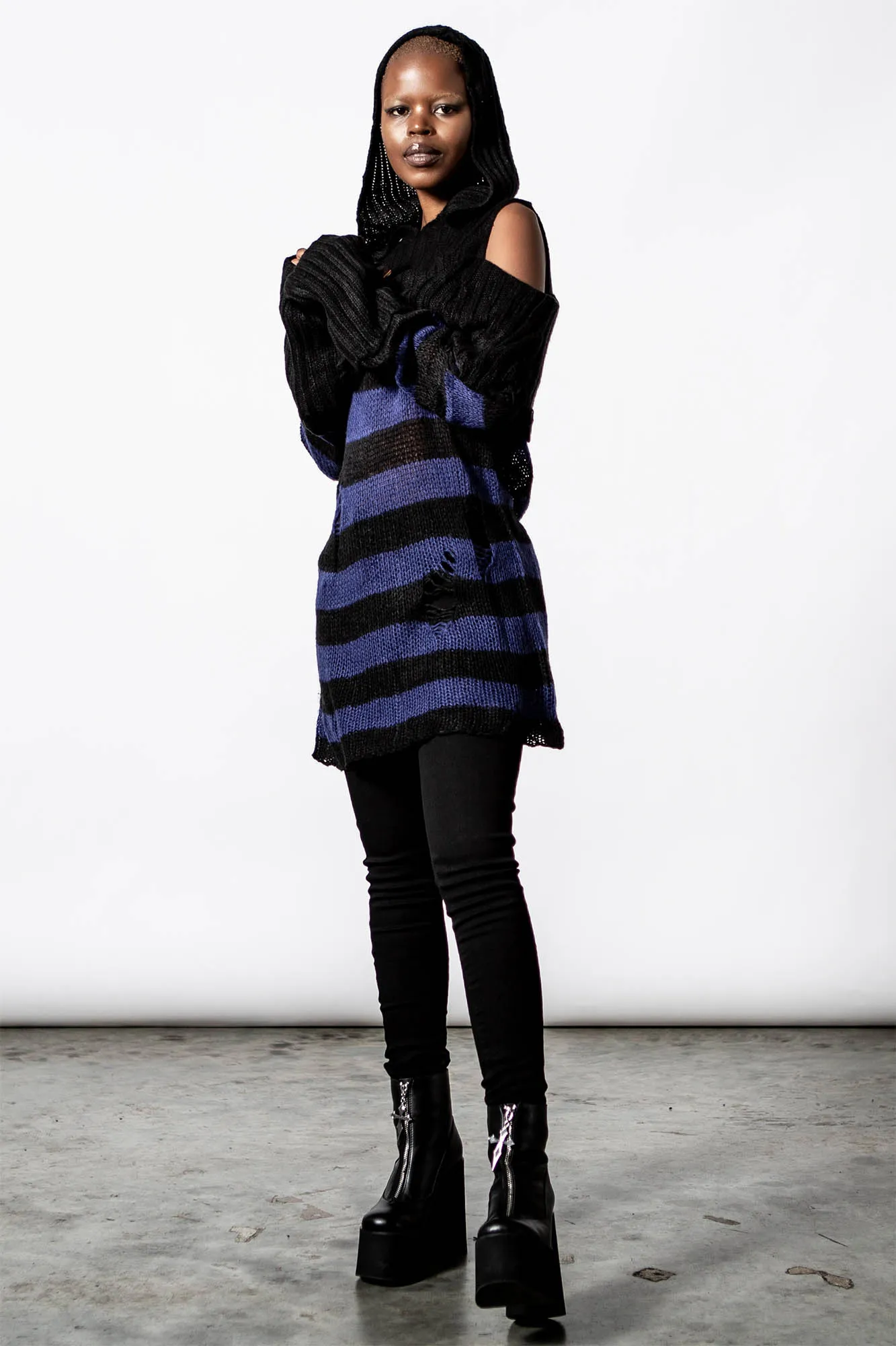Sapphire Hooded Knit Sweater sold by Killstar product image thumbnail 2