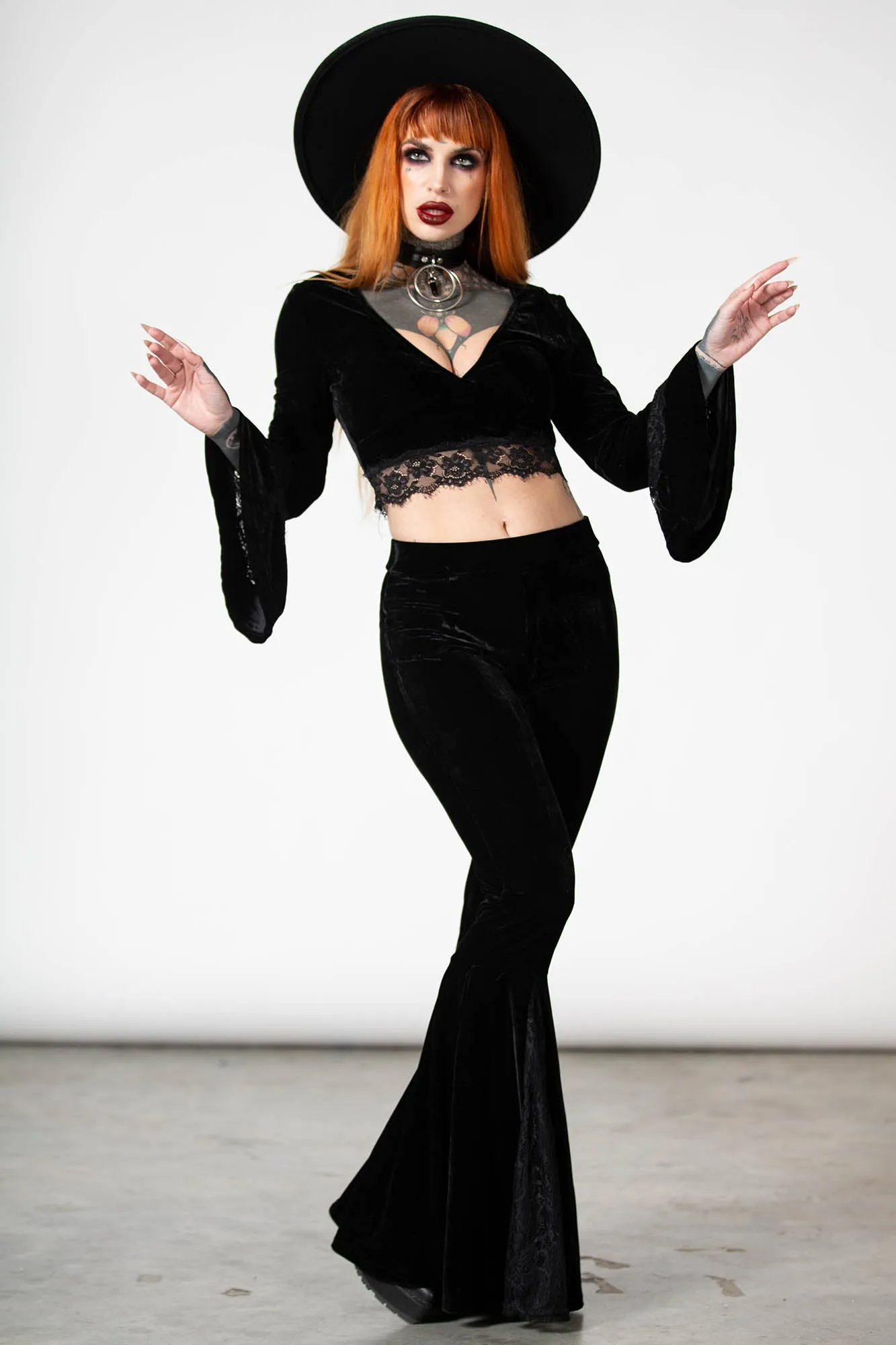 Marisol Velvet Bell Bottoms sold by Killstar