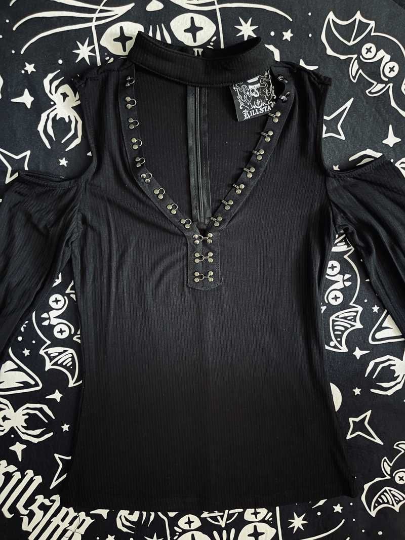 Downward Spiral Cold-Shoulder Top Resurrect sold by Killstar product image thumbnail 6