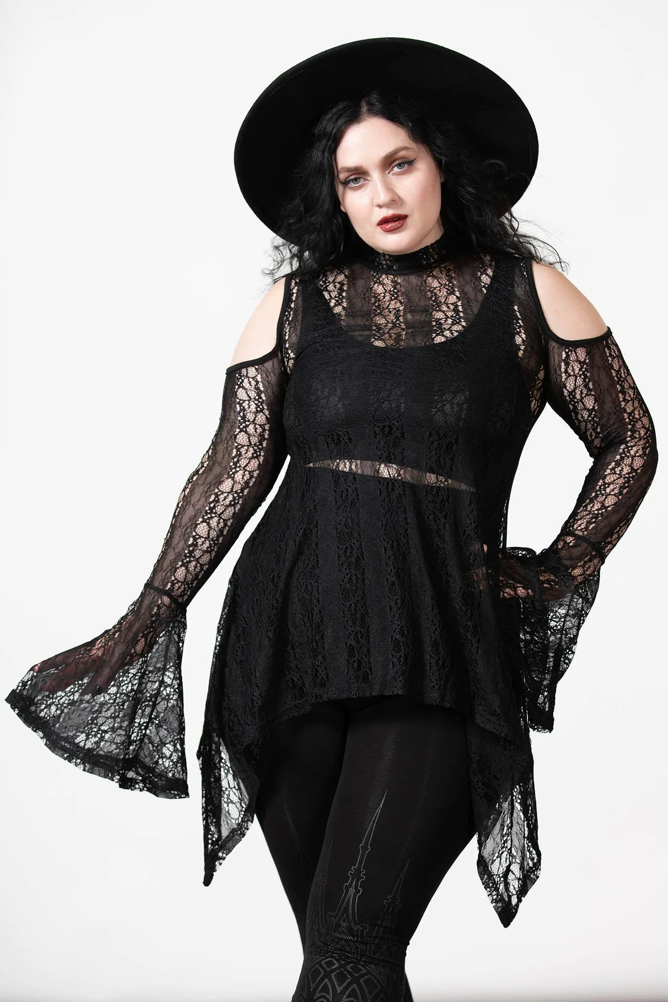 Acantha Long Sleeve Lace Top sold by Killstar