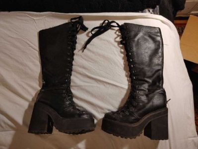 Bloodletting Knee-High Boots Resurrect sold by Killstar