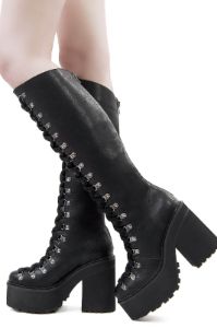 Bloodletting Knee-High Boots Resurrect sold by Killstar