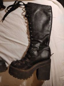 Bloodletting Knee-High Boots Resurrect sold by Killstar