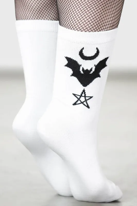 Bat Magic Socks [WHITE] sold by Killstar