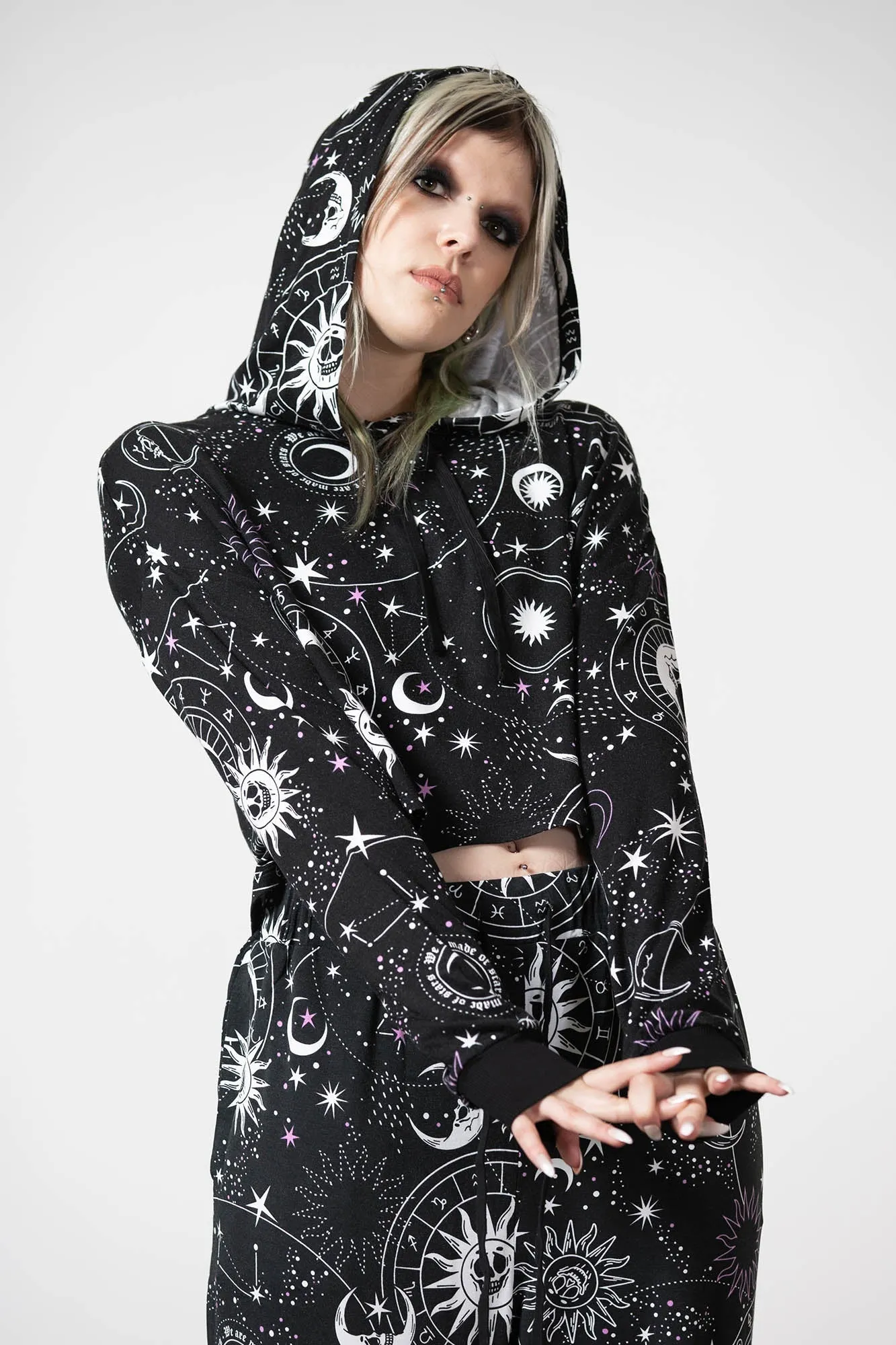 Galaxy Cropped Hoodie sold by Killstar