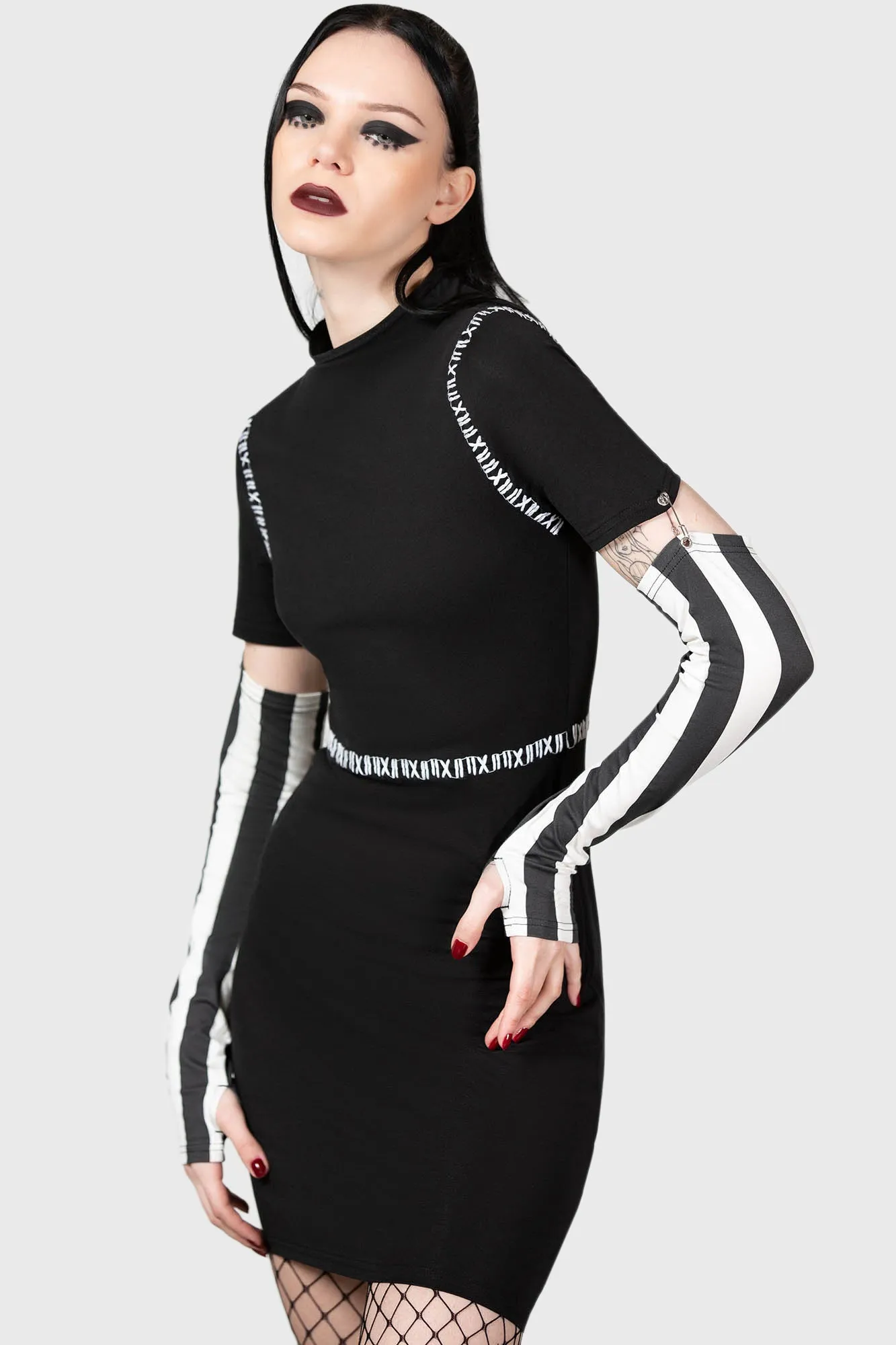 Stripes & Stitches Dress sold by Killstar product image thumbnail 3