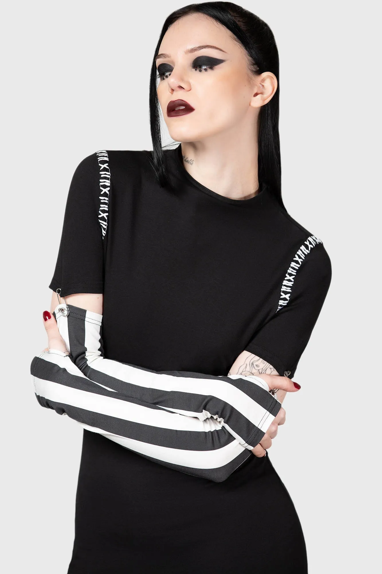 Stripes & Stitches Dress sold by Killstar product image thumbnail 2