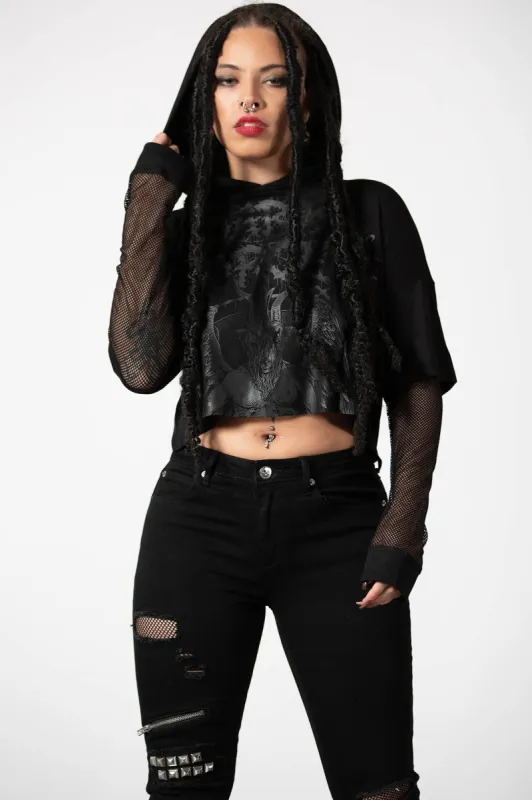 Dark Forces Cropped Hoodie Resurrect sold by Killstar