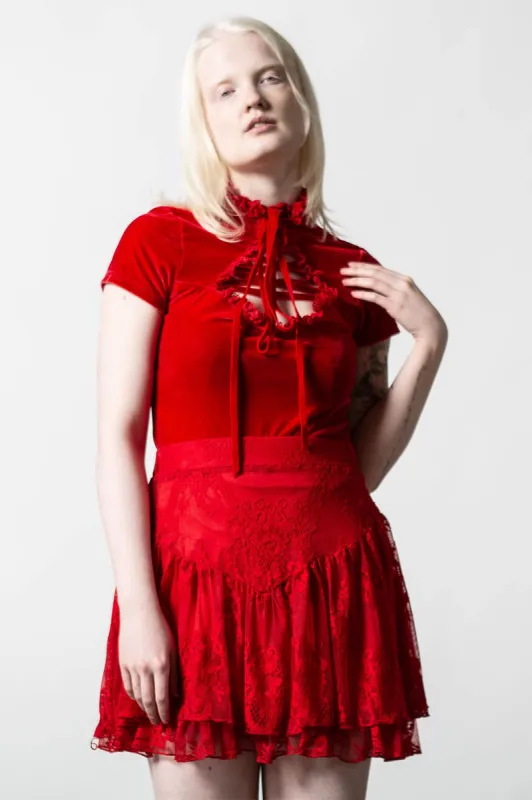 Malady Lace-Up Top [BLOOD] Resurrect sold by Killstar