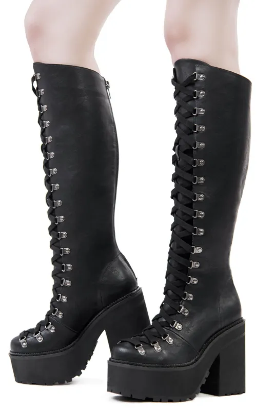 Bloodletting Knee-High Boots Resurrect sold by Killstar
