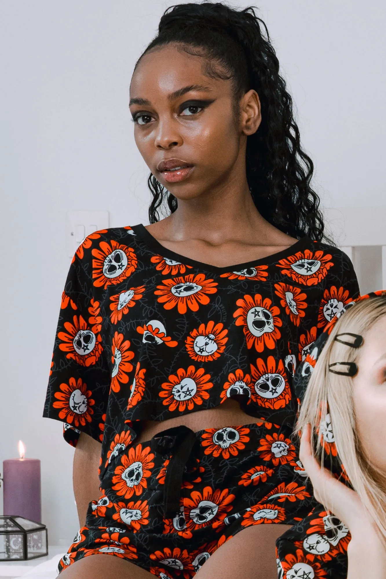 Gloomy Garden V-Neck Top sold by Killstar