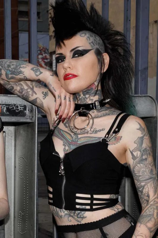 She's Cagey Crop Top [B] - Resurrect made by Killstar