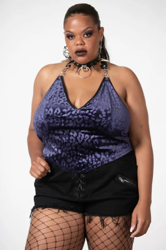 Alley Cat Halter Top [PLUM] [PLUS] - Resurrect sold by Killstar