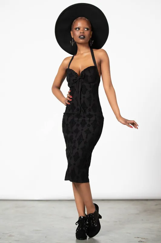Blessings Flocked Midi Dress - Resurrect sold by Killstar