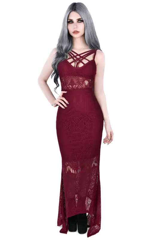 Deadly Beloved Maxi Dress [WINE] Resurrect sold by Killstar