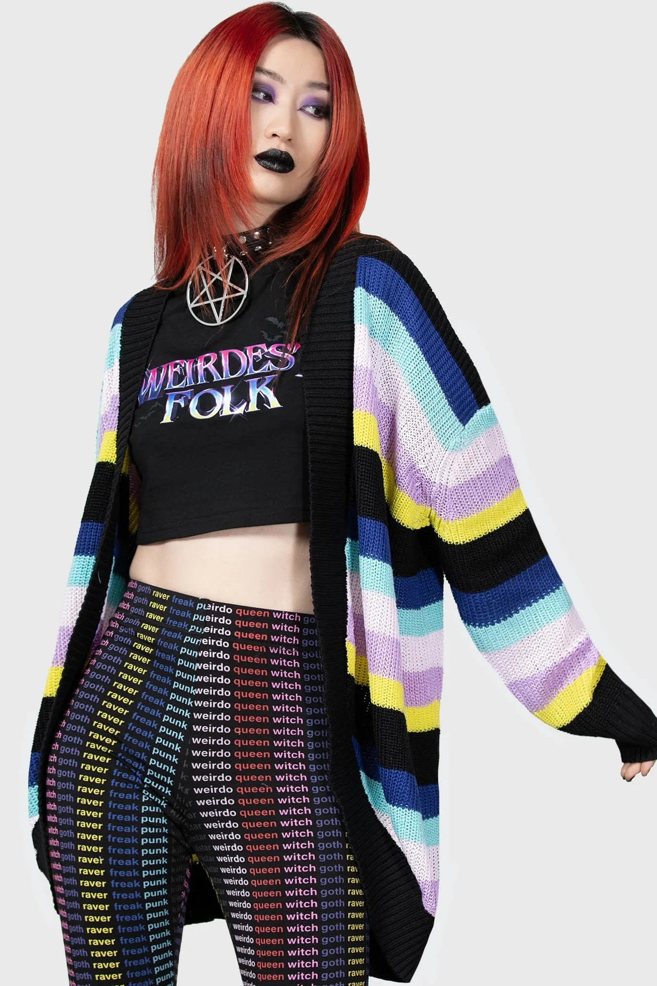 Neon Rainbow Cardigan sold by Killstar