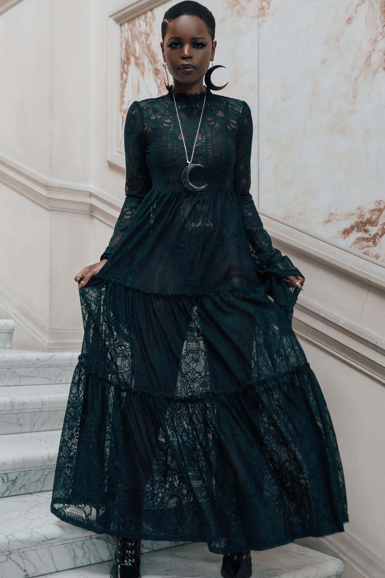 Hecate Lace Maxi Dress [Emerald] Resurrect | Parallel
