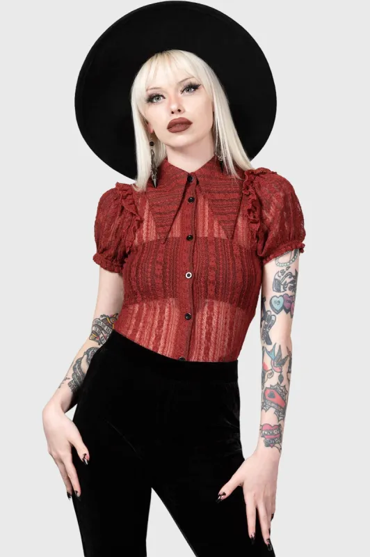 Elena's Choice Lace Collar Blouse [RED] sold by Killstar
