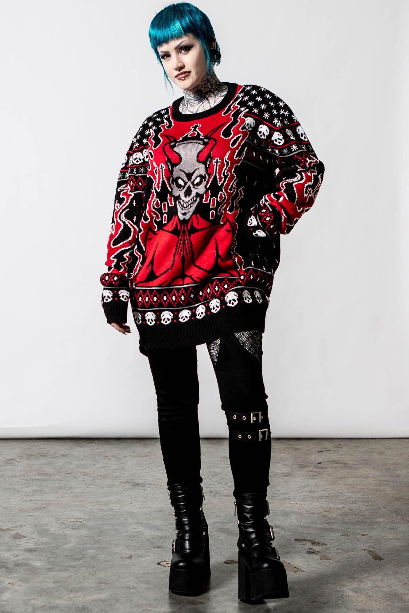 Festive Af Knit Sweater Resurrect sold by Killstar