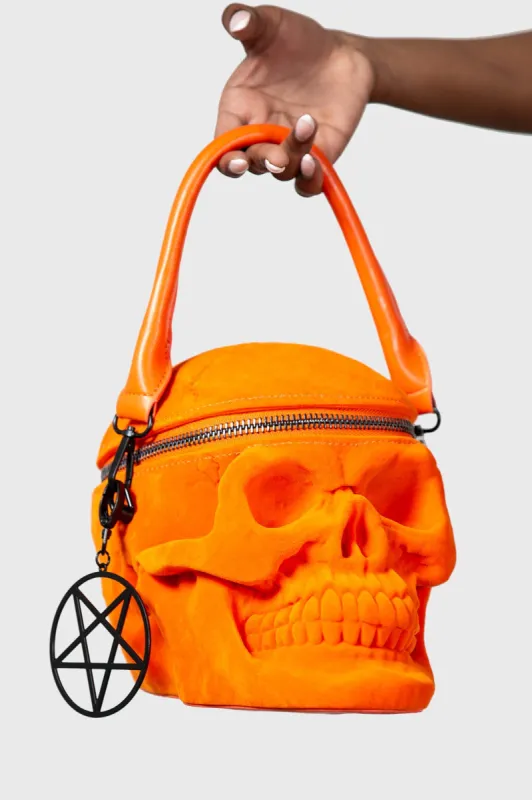 Grave Digger Skull Handbag [ORANGE VELVET] sold by Killstar