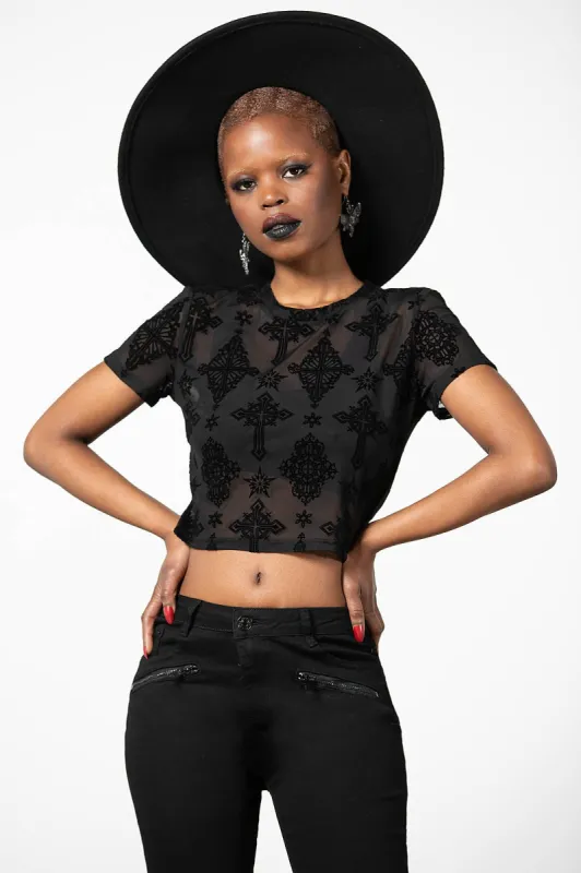 Petra Mesh Crop Top - Resurrect sold by Killstar