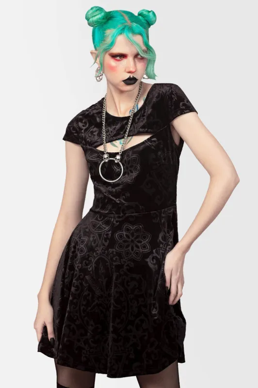 Blasphemia Keyhole Skater Dress - Resurrect sold by Killstar