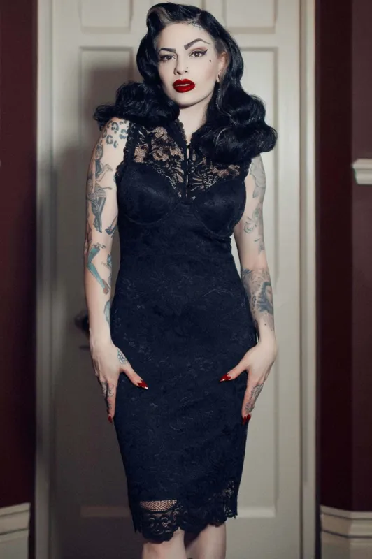 Laced-Up Bodycon Dress - Resurrect sold by Killstar
