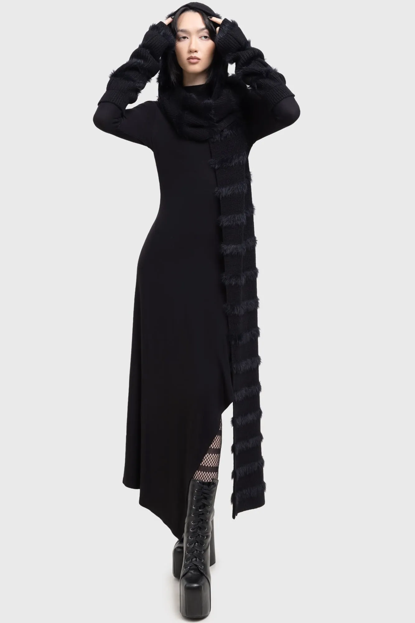 Striped Night Hooded Scarf sold by Killstar product image thumbnail 3