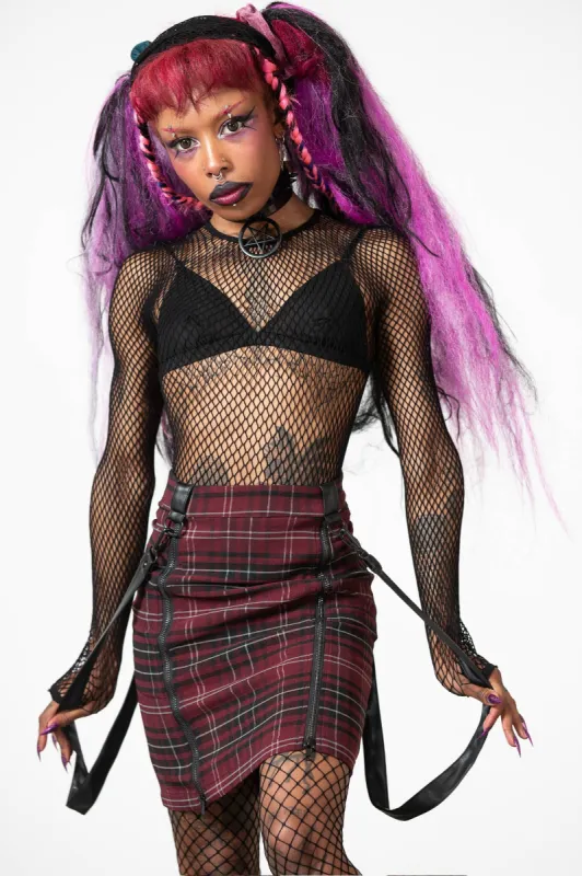 Daze Of Our Lives Mini Skirt [BLOOD TARTAN] sold by Killstar