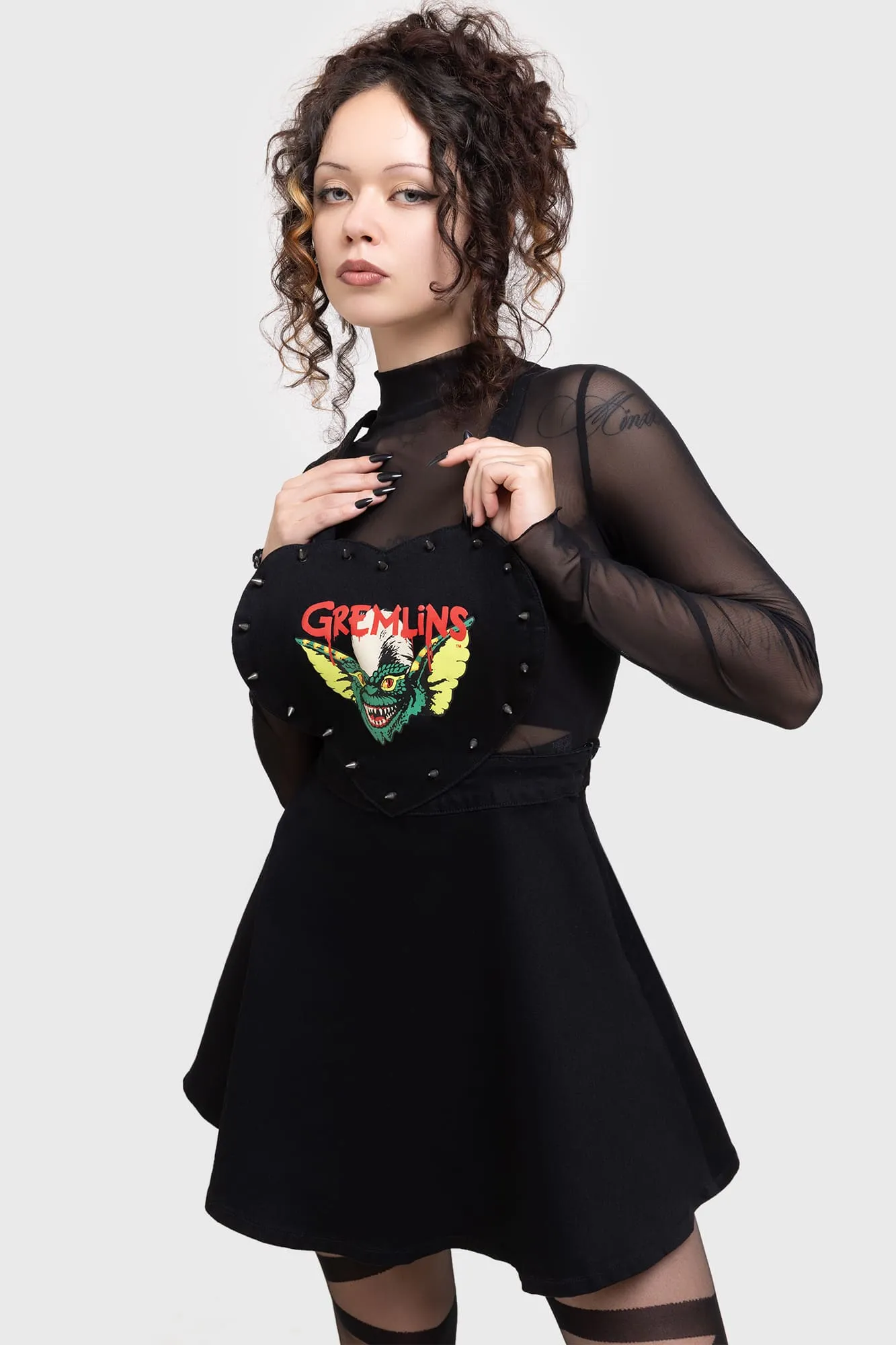 Gremlin Stripe Pinafore Dress sold by Killstar