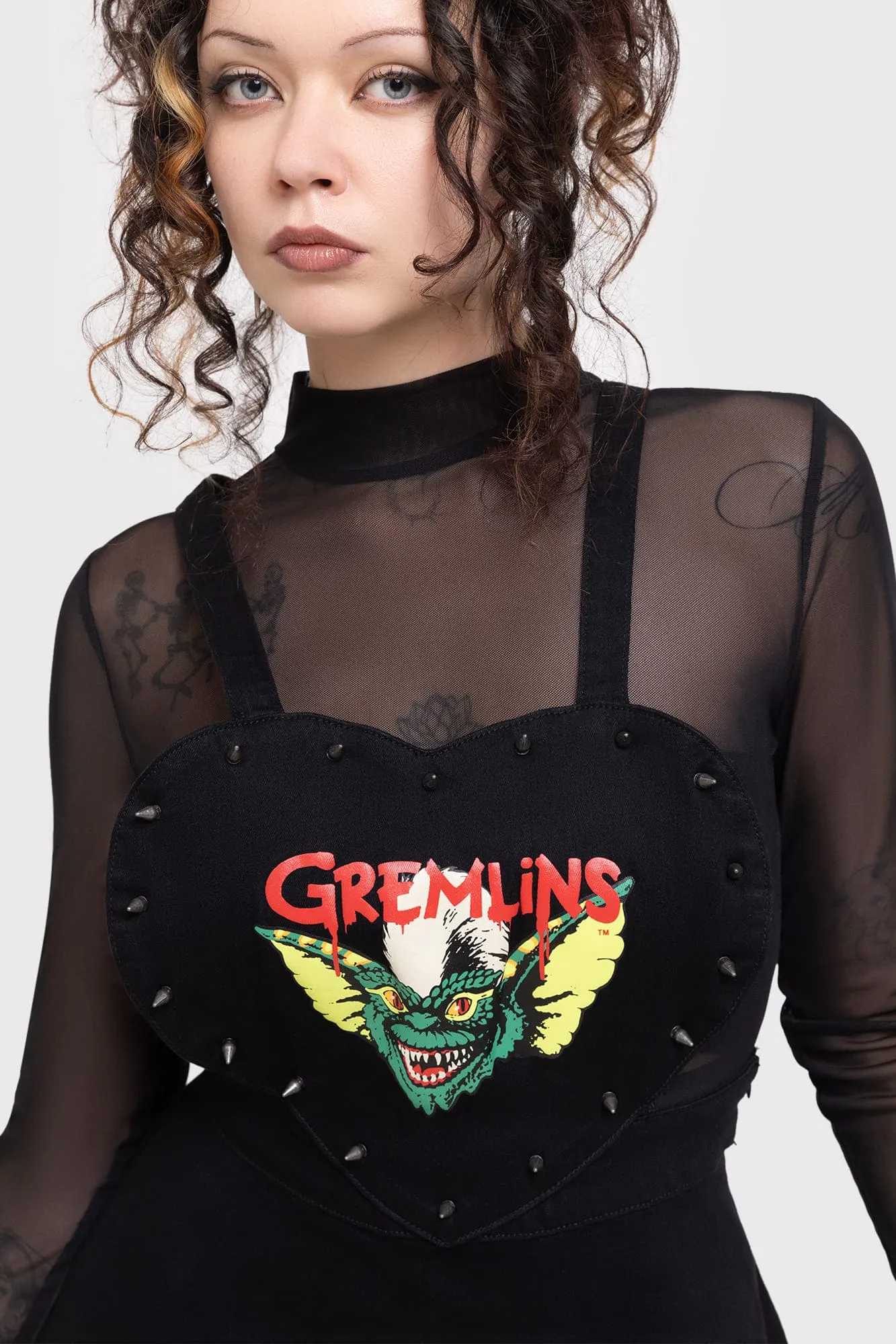 Gremlin Stripe Pinafore Dress sold by Killstar product image thumbnail 3