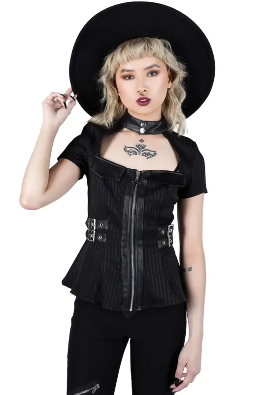 Dark Enterprise Top [PINSTRIPE] - Resurrect sold by Killstar