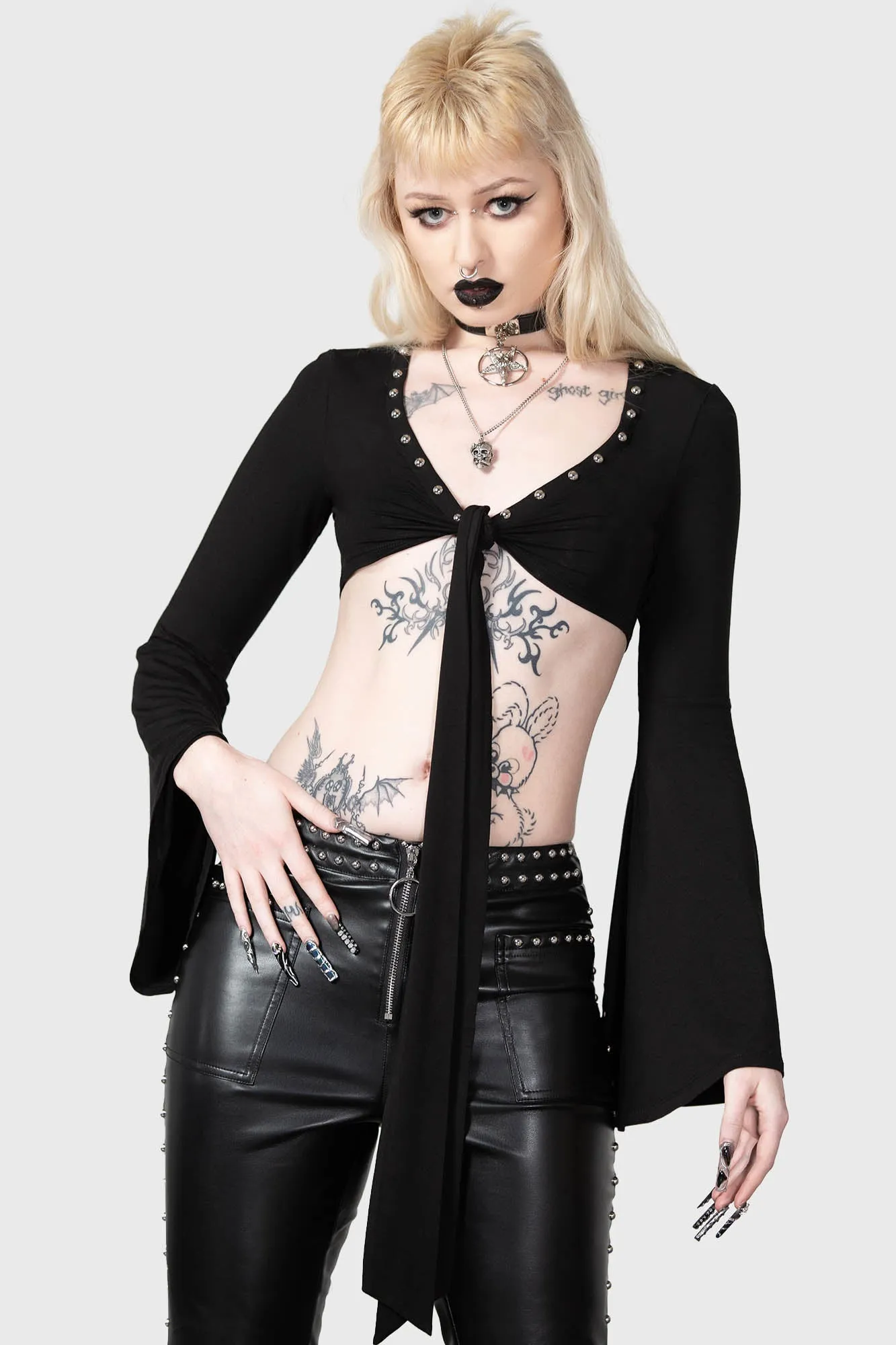 Elegy Front Tie Top - Resurrect sold by Killstar product image thumbnail 2