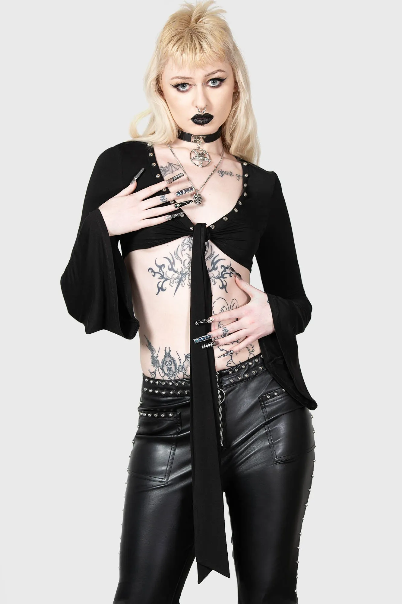 Elegy Front Tie Top - Resurrect sold by Killstar product image thumbnail 3