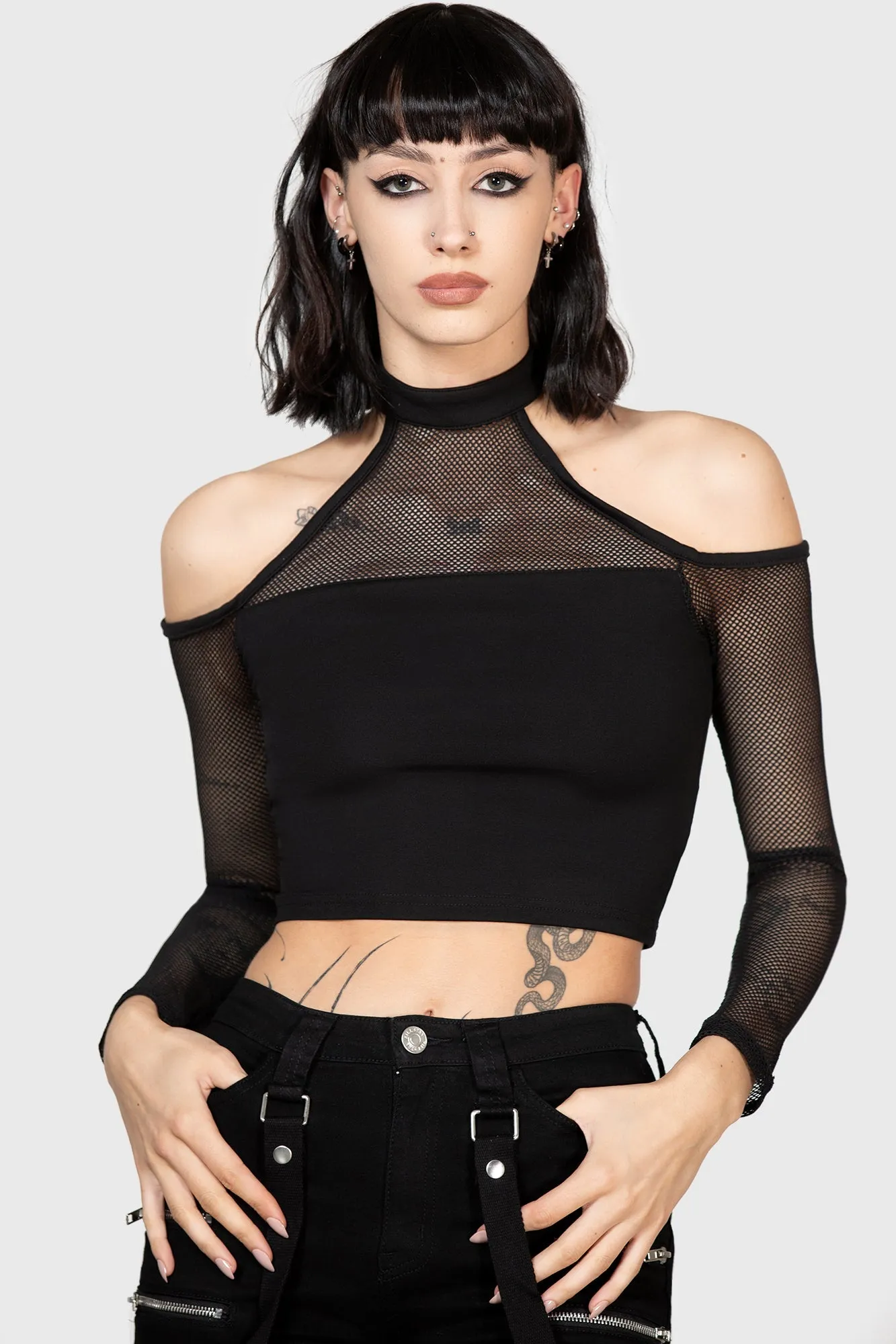 Nightcall Fishnet Top - Resurrect sold by Killstar product image thumbnail 2