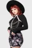 Cassandra Velvet Mini Skirt [BLACK/PINK] sold by Killstar