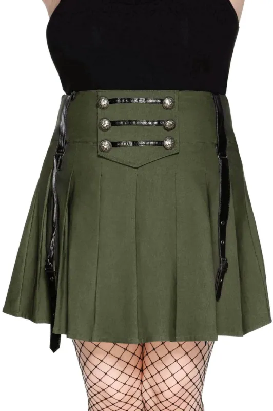 Dark Academy Mini Skirt [KHAKI] [PLUS] - Resurrect sold by Killstar